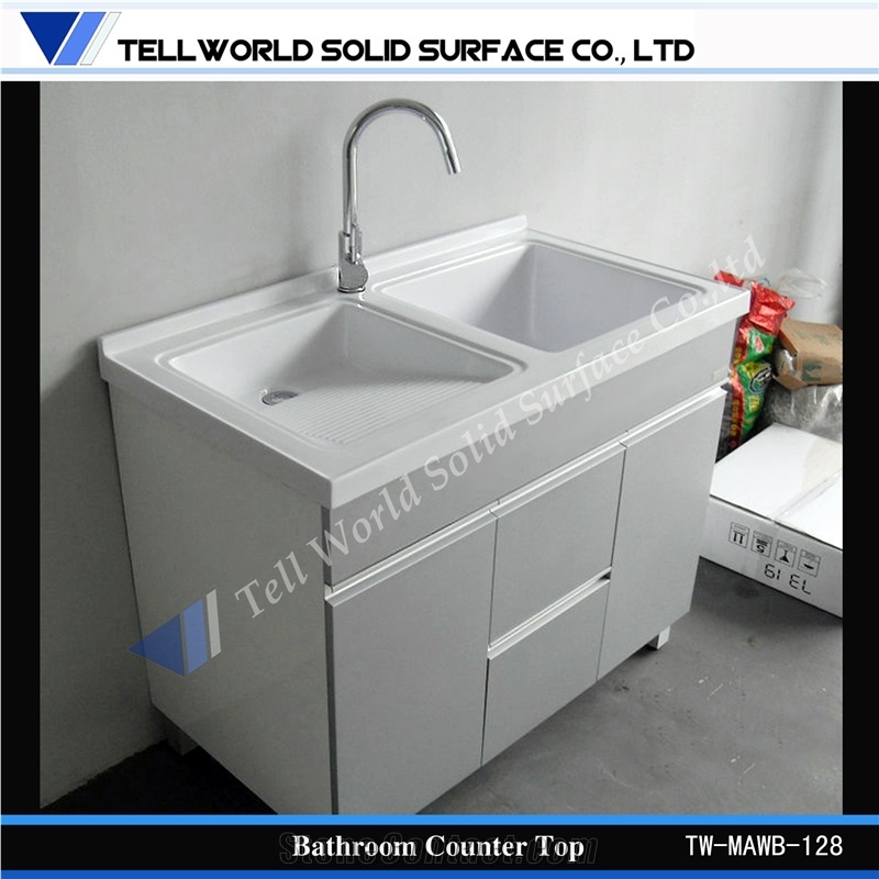 Pedestal Sinks Type and Oval Basin Shape Solid Surface Wash Basin