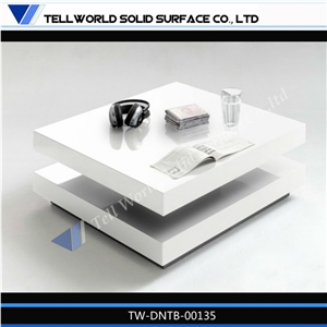 Pure White High Glossy Manmade Stone Office Furniture,Coffee Table Furniture