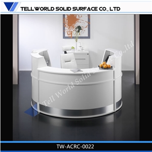Small Solid Surface Reception Desk for Office