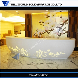 Solid Surface Reception Counter with Led Lighting Logo