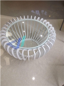 Tempered Glass Small Round Coffee Table for Office