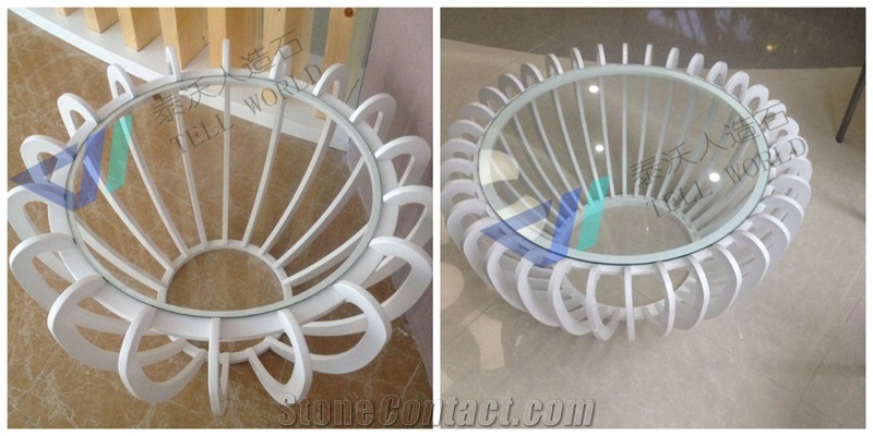 Tempered Glass Small Round Coffee Table for Office