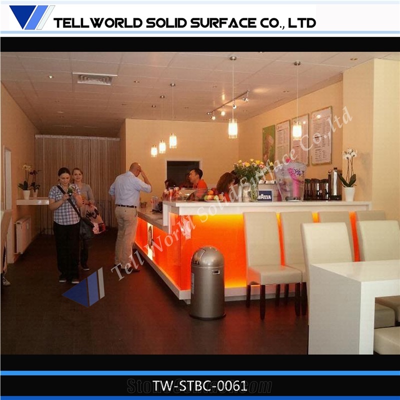 Translucent Orange Solid Surface Bar Translucent Countertop