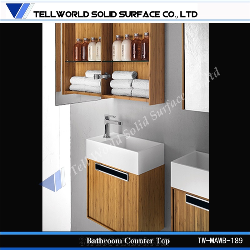 Tw Acrylic Solid Surface Black Cabinets Design Washing Basin