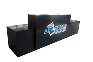 Tw Black Solid Surface Customized Logo Design Reception Desk
