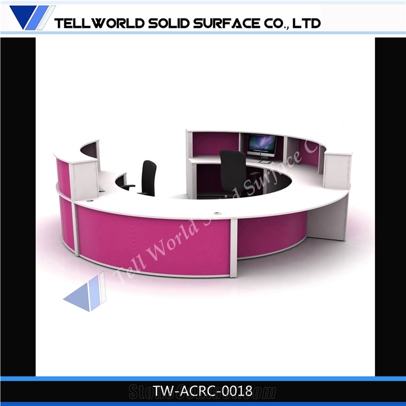 Tw Solid Surface Marble Modern Round Front Desk