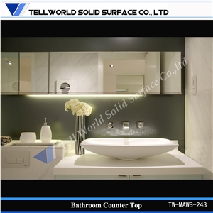 White Solid Surface Wash Sink Vanity Ware
