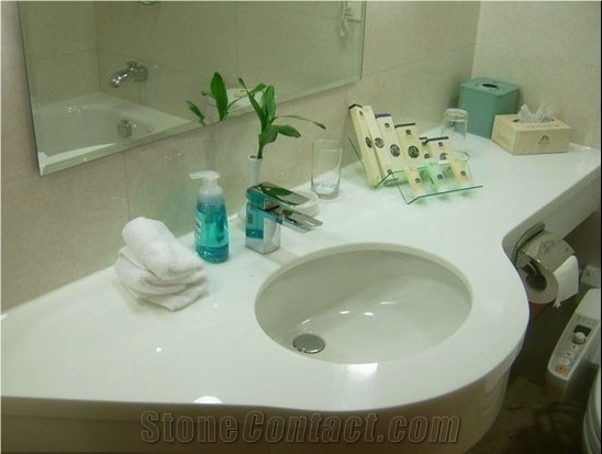 18 mm Non-Porous Glass/Crystal Glass Stone White for Bathroom/House Design Sinks & Basins