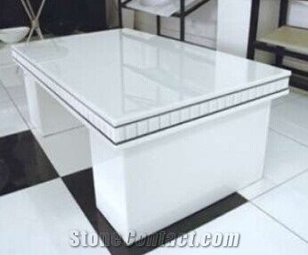 China Super Marmo Crystallized Glass Stone For White Reception