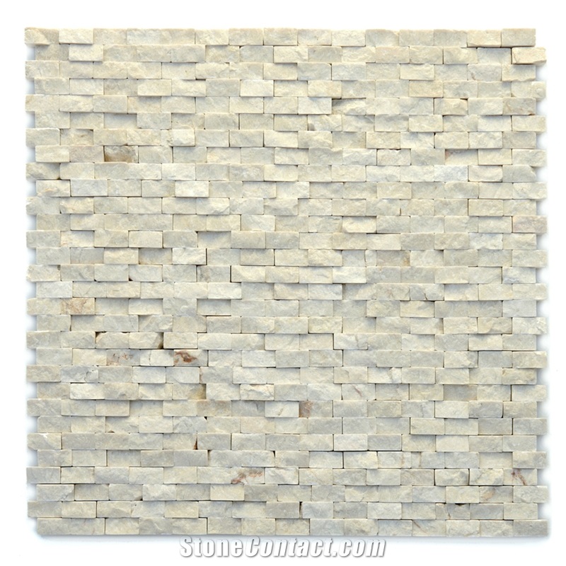 Modern Fauve Natural Split Surface White Marble Stone Mosaic