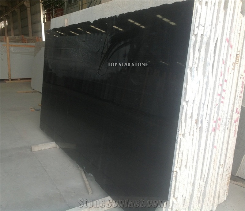 Cheap China Black Granite 2cm Big Slabs, Hebei Black Diamond Granite Slabs & Tiles