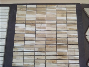 Brown Marble Linear Strips Mosaic