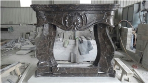 China Emperador Marble Fireplace, Brown Color Fireplace, Modern Fireplace Mantel,Stone Fireplace Mantel