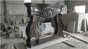 China Emperador Marble Fireplace, Brown Color Fireplace, Modern Fireplace Mantel,Stone Fireplace Mantel