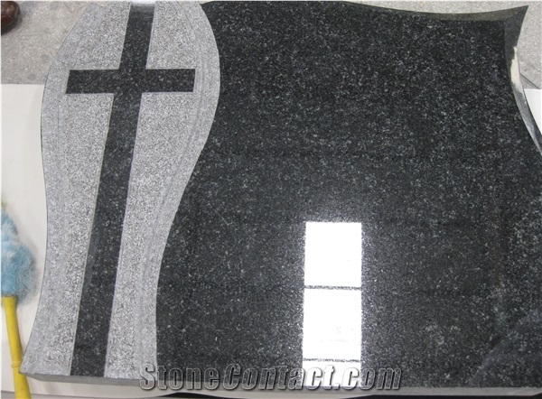 Natural Black Granite Modern Cross Headstone Designs,Poland and Western, Europe, Usa Style Monument, Engraved and Carving Gravestone