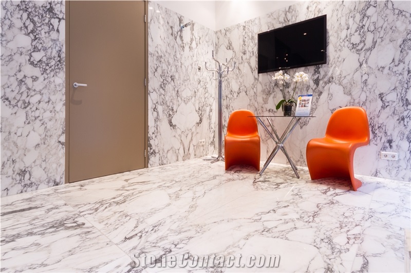 Arabescato Corchia Marble Wall and Floor Hotel Art Du Lac Project