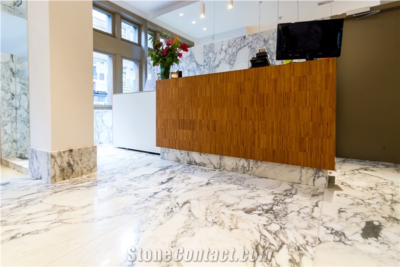 Arabescato Corchia Marble Wall and Floor Hotel Art Du Lac Project