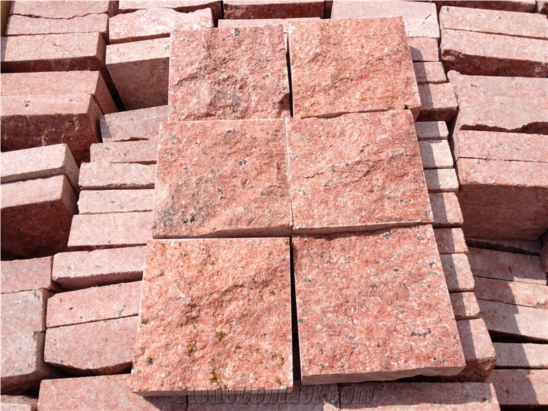 Sichuan Red Granite Split Face Cube Stone & Pavers, China Red Granite