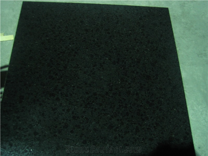 G684 Black Basalt Polished Floor Tiles, Black Pearl Basalt Wall Coverting Tiles