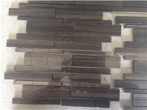 Antique Brown Marble/Obama Brown Wood Marble Polished Linear Strips Mosaic Tiles for Walling