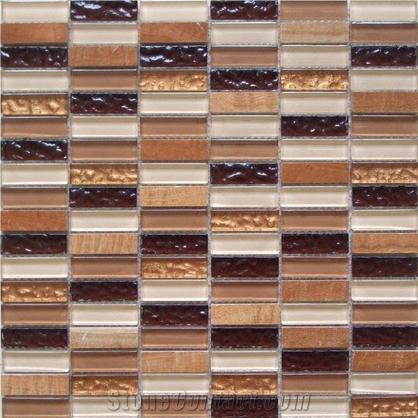 Metal Mixed Marble Linear Strips Mosaic for Walling Interior Home/Store Decor