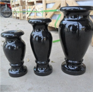 Polished Shanxi Black Granite Monument Vases