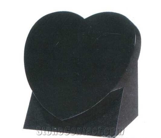 Shanxi Black Granite Heart Shape Western Style Tombstones