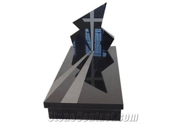 Shanxi Black Granite Western Style Monuments High Quality,China Absolutely Black Granite Tombstone