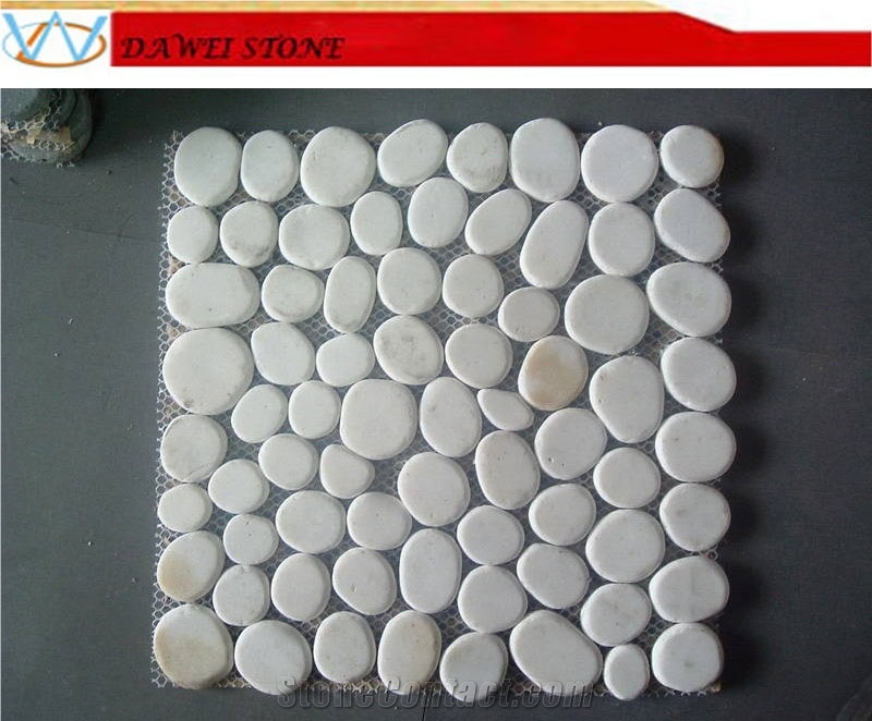 White Pebble Stone Mosaic Tiles
