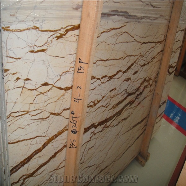 Yellow River Marble with Thick Gold Vein Tiles & Slabs