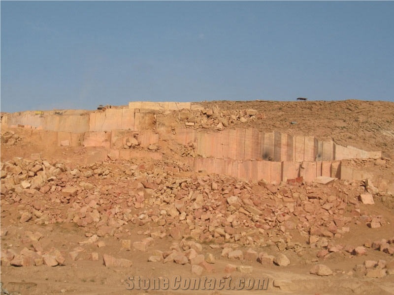 Khalvangah Travertine Blocks, Azarshahr Red Travertine