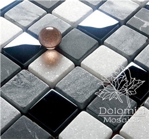 Black and White Marble Mosaic Tile in Nero Marquina,Thassos White and Others