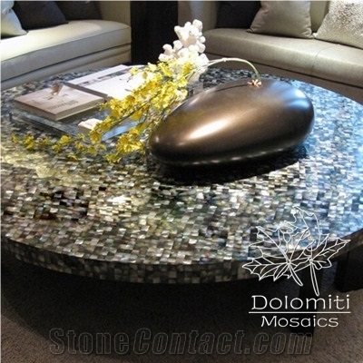 Black Mother Of Pearl and Shell Mosaic