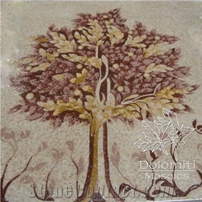 Custom Golden Tree Marble Mosaic Art Work