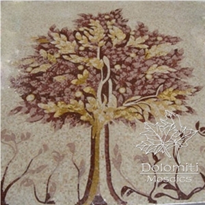 Custom Golden Tree Marble Mosaic Art Work