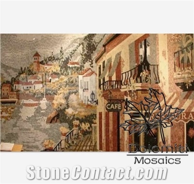 Custom Village Restaurant Art Painting Marble Mosaic Mural