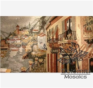 Custom Village Restaurant Art Painting Marble Mosaic Mural
