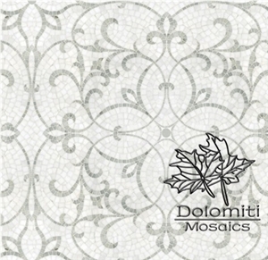 Handcrafted Marble Mosaics in Thassos White,Orental White Marble Medallion