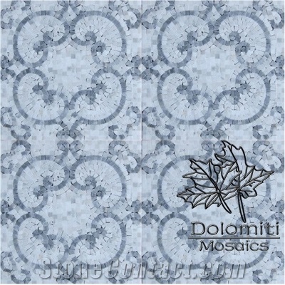 Handcrafted Stone Mosaic Tile in Carrara,Blue Stone -Hm02 Medallion