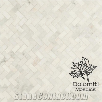 Herringbone Marble Mosaic Tiles,Bianco Dolomiti Marble in Honed Surface
