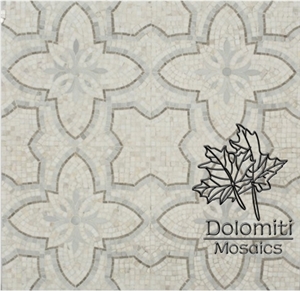 Marble Handcrafted Mosaic Tiles in Thassos White,Golden Emperador,Bluestone Hm06 Medallion