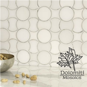 Marble Mosaic Tile by Waterjet in Thassos White,Calacatta White Wm005 Medallion