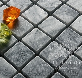 Shower Marble Mosaic Tiles in Dark Grey Marble Square 1"X1" Tumbled
