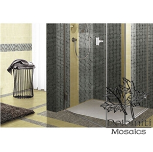 Shower Marble Mosaic Tiles in Dark Grey Marble Square 1"X1" Tumbled