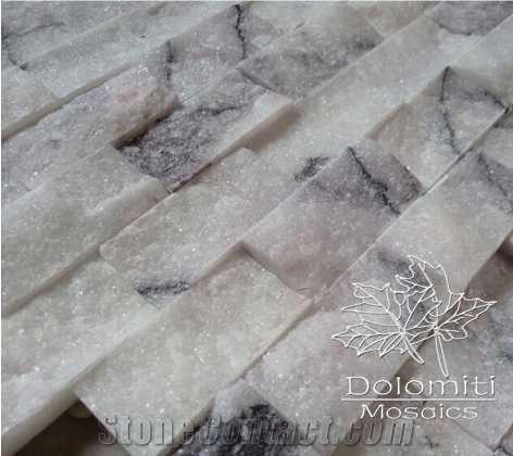 Split Face Stone Mosaic Tiles in Lilac White Marble