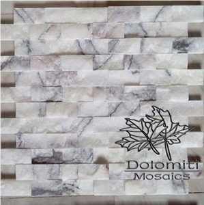 Split Face Stone Mosaic Tiles in Lilac White Marble