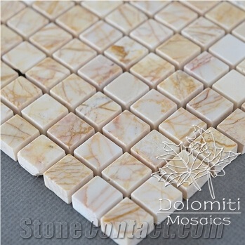 Square Marble Mosaic Tiles in Golden Spider Greece Marble
