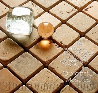 Stone Flooring Mosaic Tile,Tumbled Yellow Marble Mosaic