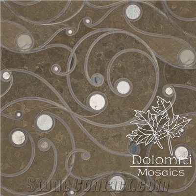 Waterjet Marble Mosaic in Royal Grey Marble with Thassos Dots Wm006 Medallion