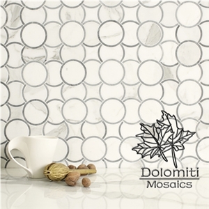 Waterjet Marble Mosaic Tile in Thassos White and Calacatta Wm013 Medallion